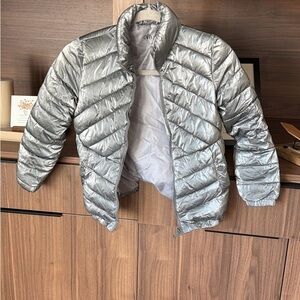 Zara Metallic Silver Quilted Jacket